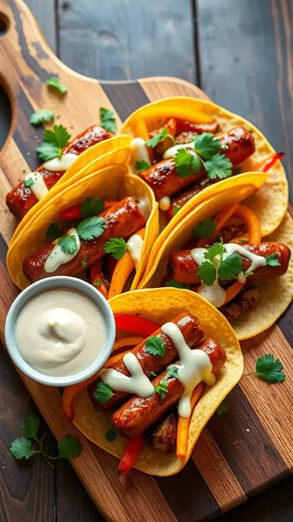 sausage peppers tacos aioli