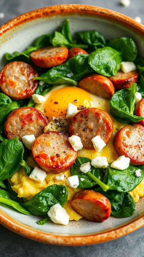 sausage spinach breakfast bowl