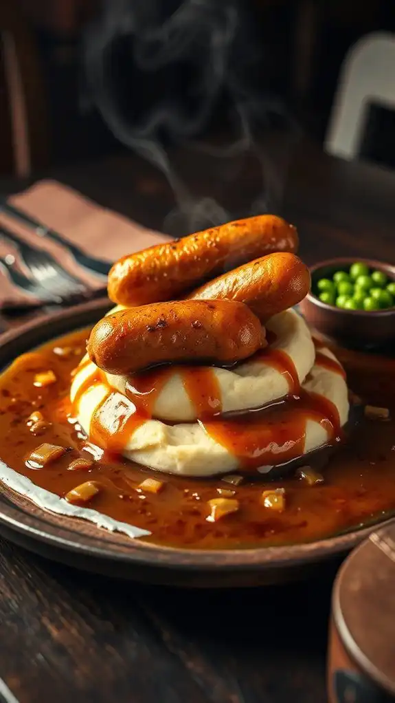 sausages served with gravy