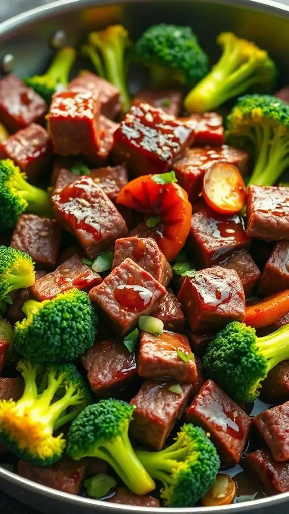 saut ed beef with broccoli