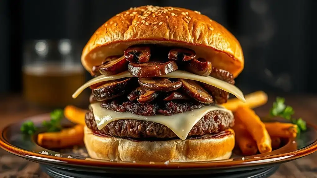 saut ed mushroom swiss burger