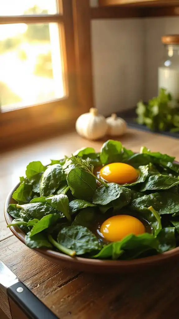 saut ed spinach with eggs
