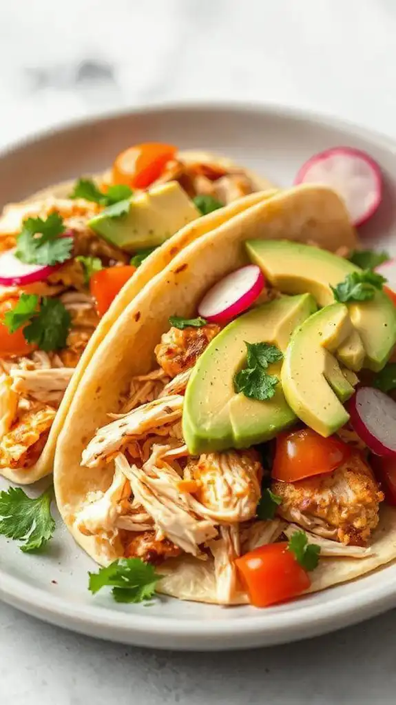 savory avocado chicken tacos