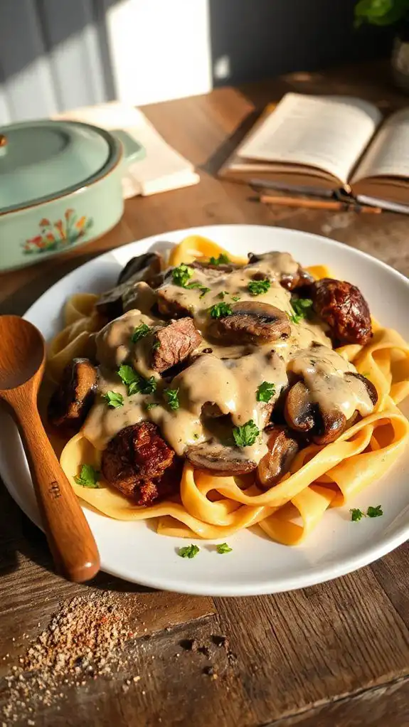savory beef and noodles