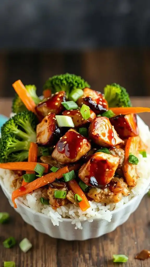 savory chicken over rice