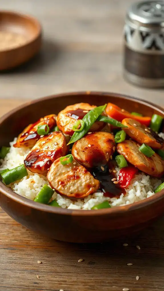 savory chicken over rice