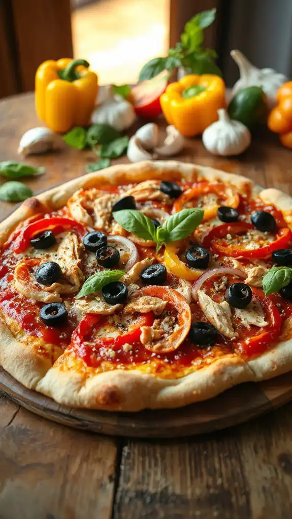 savory chicken topped pizza savory chicken topped pizza