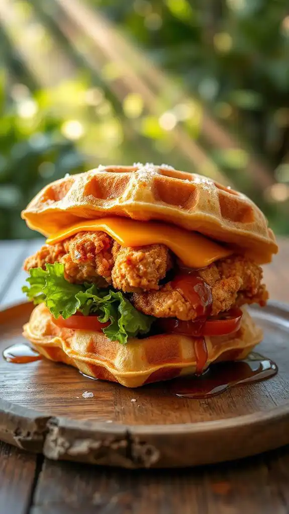 savory chicken waffle creation