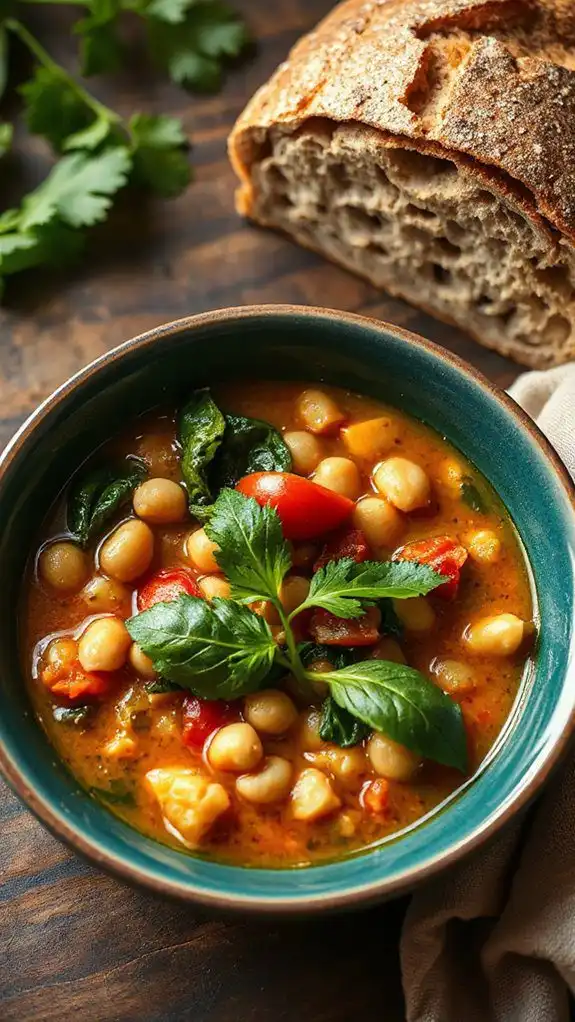 savory chickpea spinach stew
