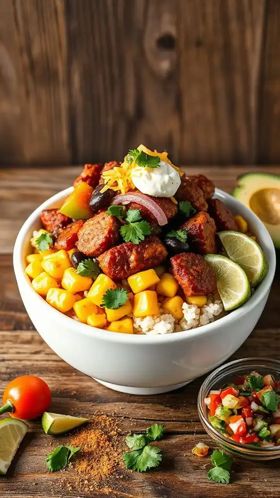 savory chorizo corn bowl