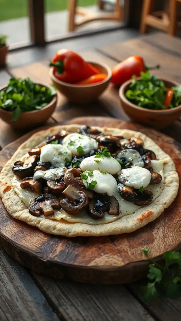 savory garlic mushroom flatbread