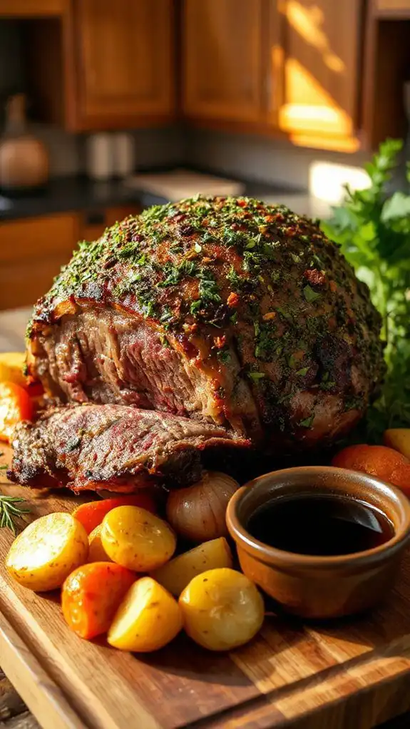 savory herb coated beef roast