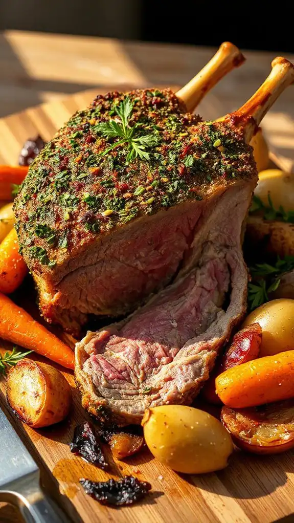 savory herb coated lamb