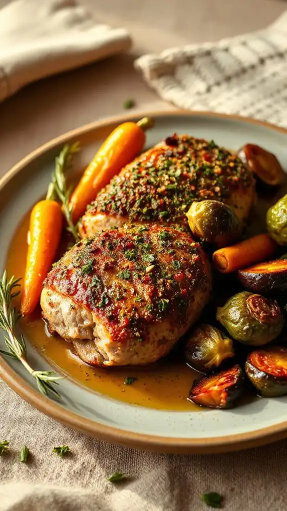 savory herb coated pork