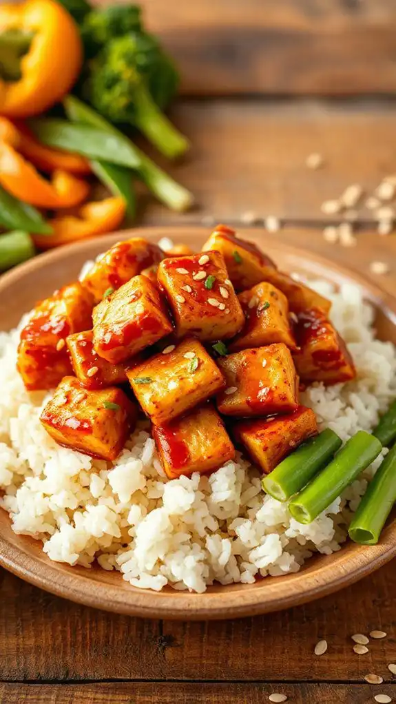 savory honey garlic tofu