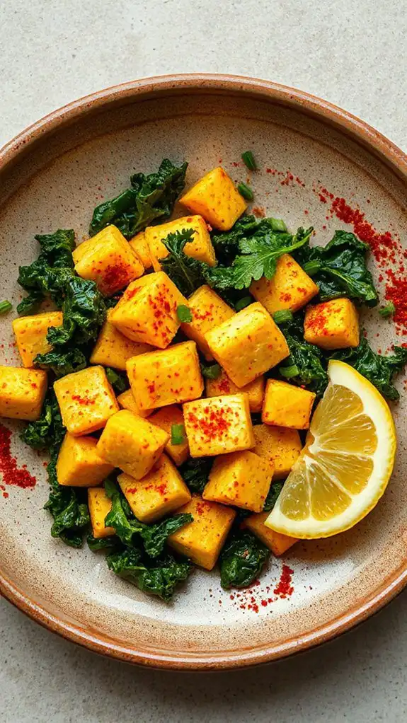 savory kale tofu scramble