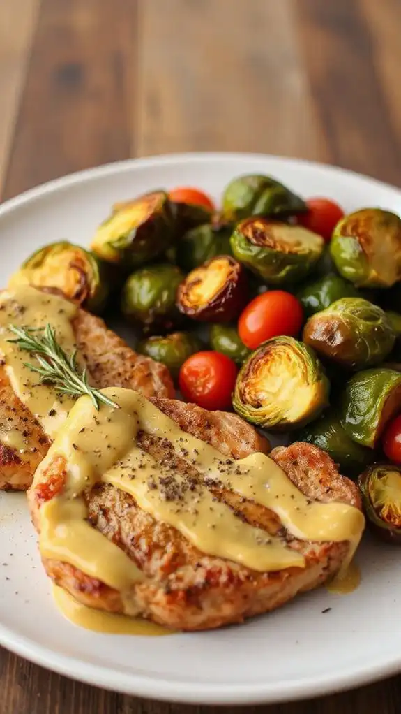 savory mustard coated pork chops