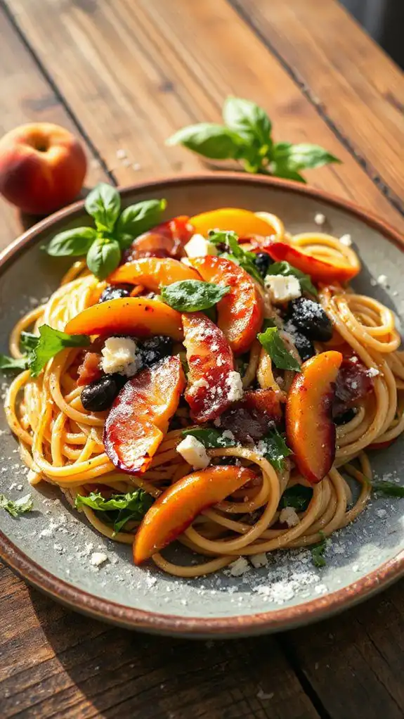 savory peach prosciutto pasta