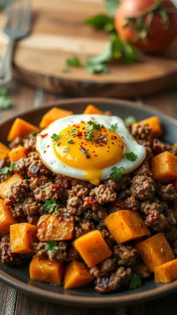 savory pork sweet potato hash