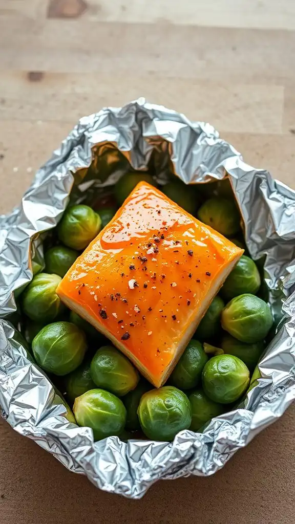 savory salmon with sprouts