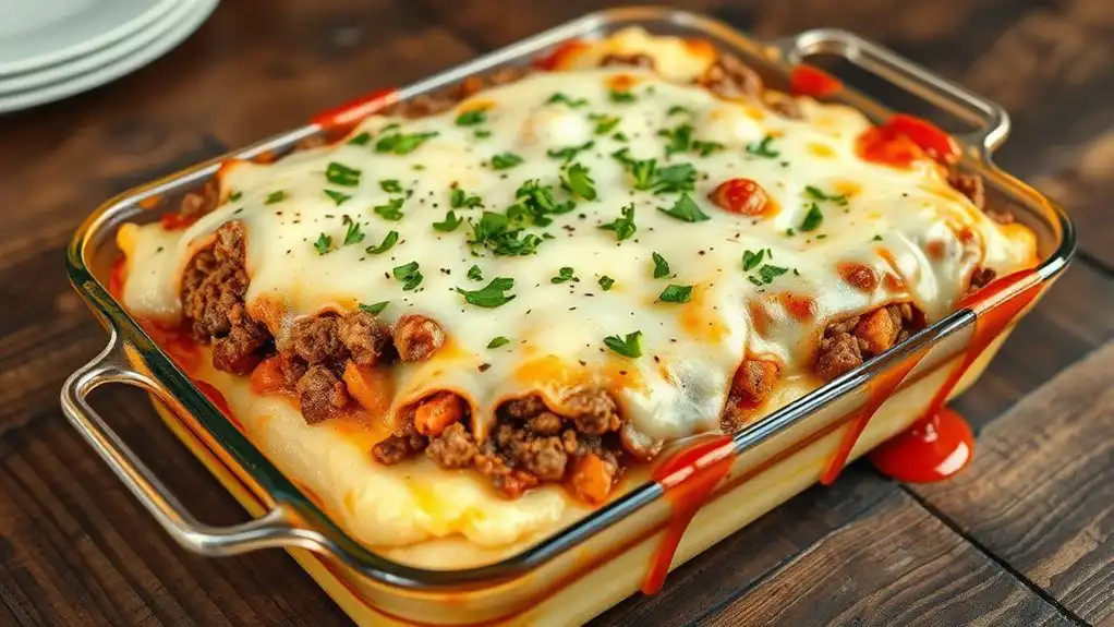 savory sausage and hamburger casserole