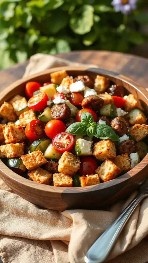 savory sausage bread salad