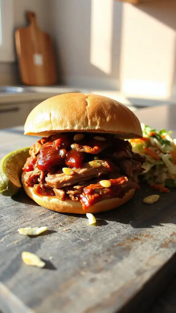 savory shredded pork sandwiches