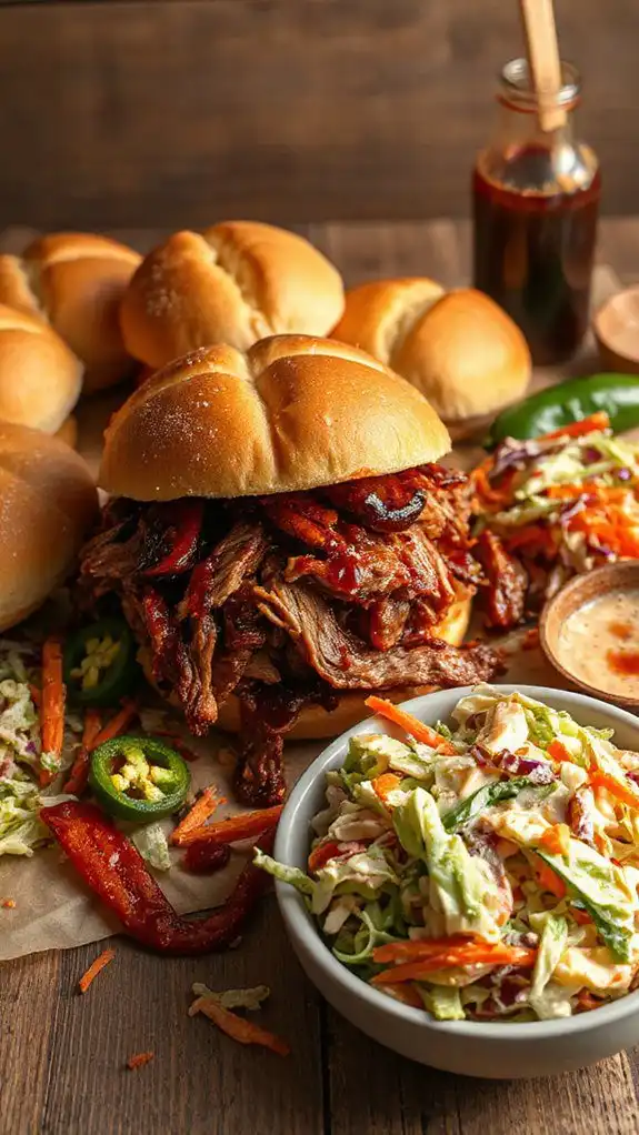 savory shredded pork sandwiches