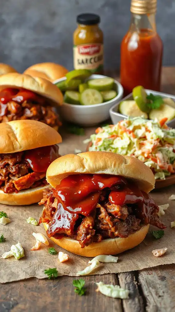 savory shredded pork sandwiches