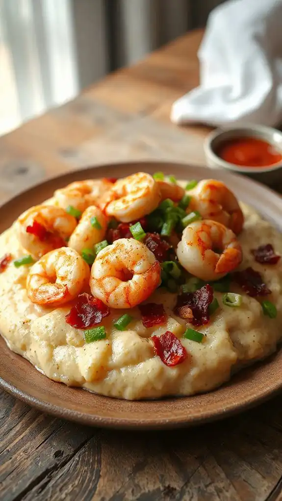 savory shrimp over grits