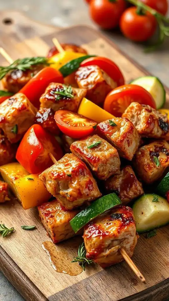 savory skewered herb infused pork