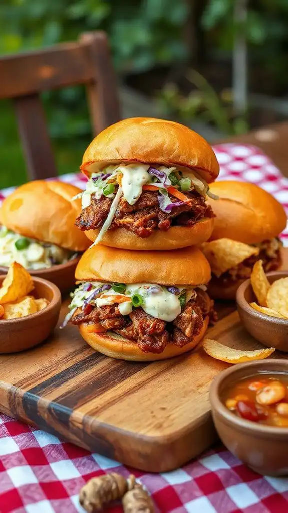 savory sliders with coleslaw
