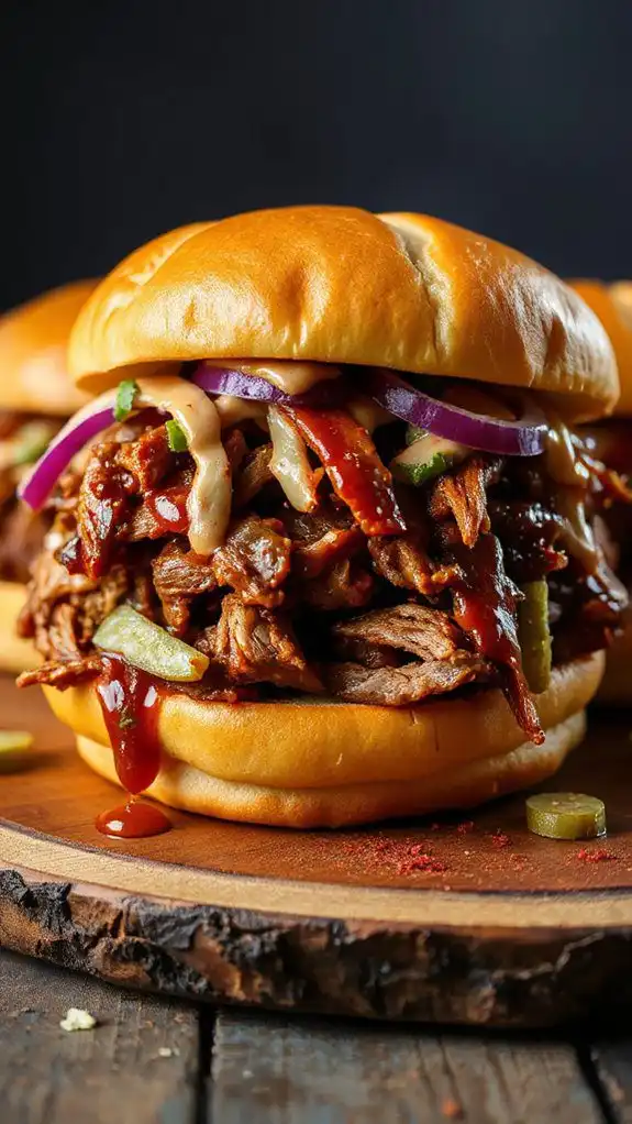 savory slow cooked pork sandwiches