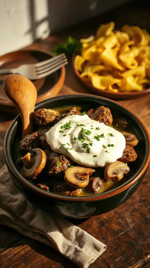 savory slow cooker stroganoff