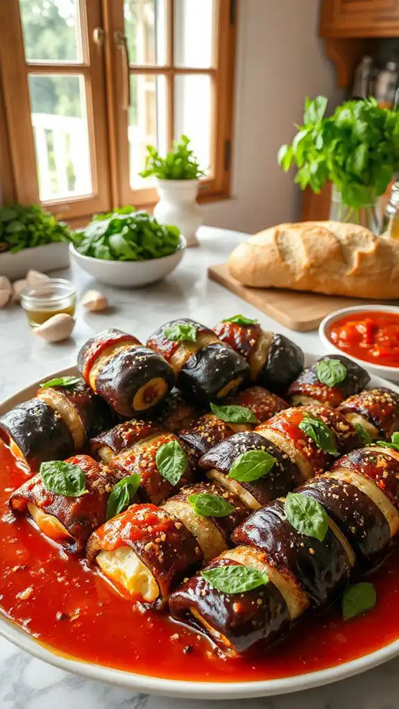 savory stuffed eggplant rolls