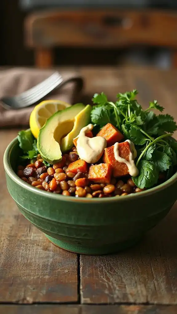 savory sweet potato lentils