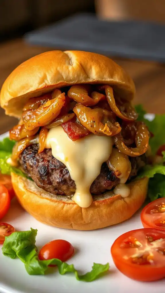 savory swiss onion burgers
