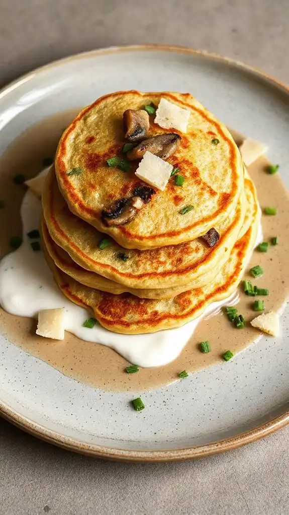 savory thyme infused mushroom pancakes