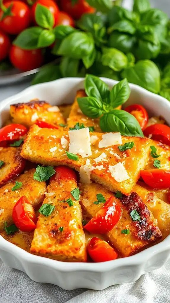 savory tomato basil bread pudding