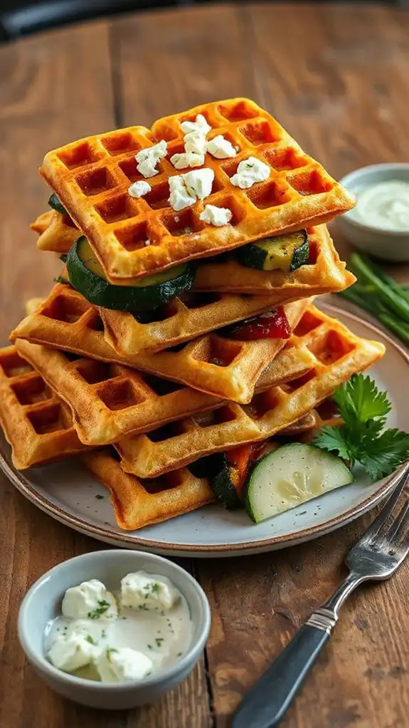 savory vegetable goat cheese waffles