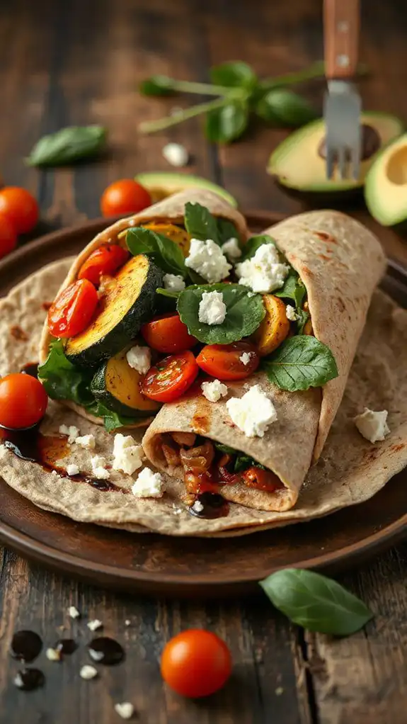 savory veggie and hummus wraps