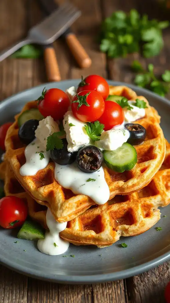 savory waffles with salad