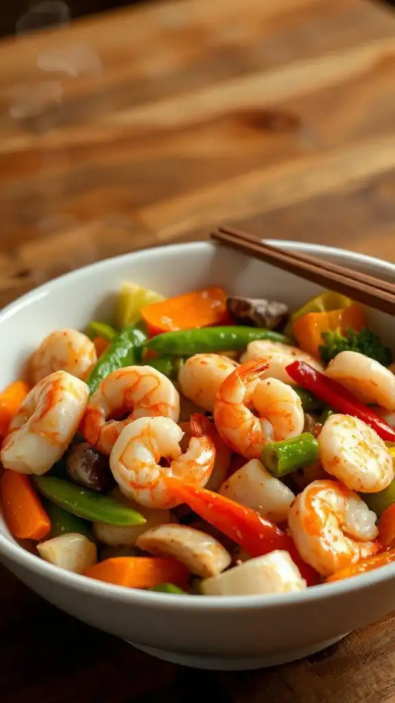 seafood and seasonal vegetables