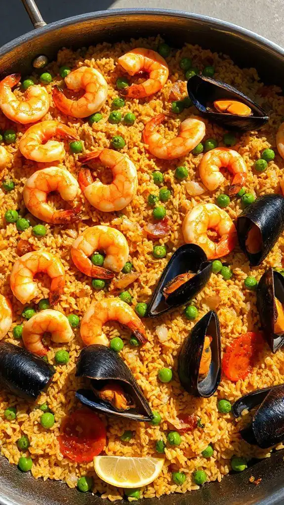 seafood filled spanish rice dish