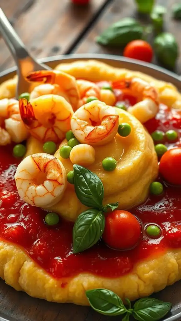seafood polenta in sauce