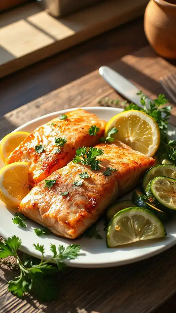 seasoned salmon with zucchini