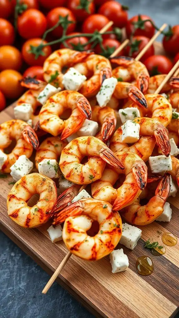shrimp and feta skewers