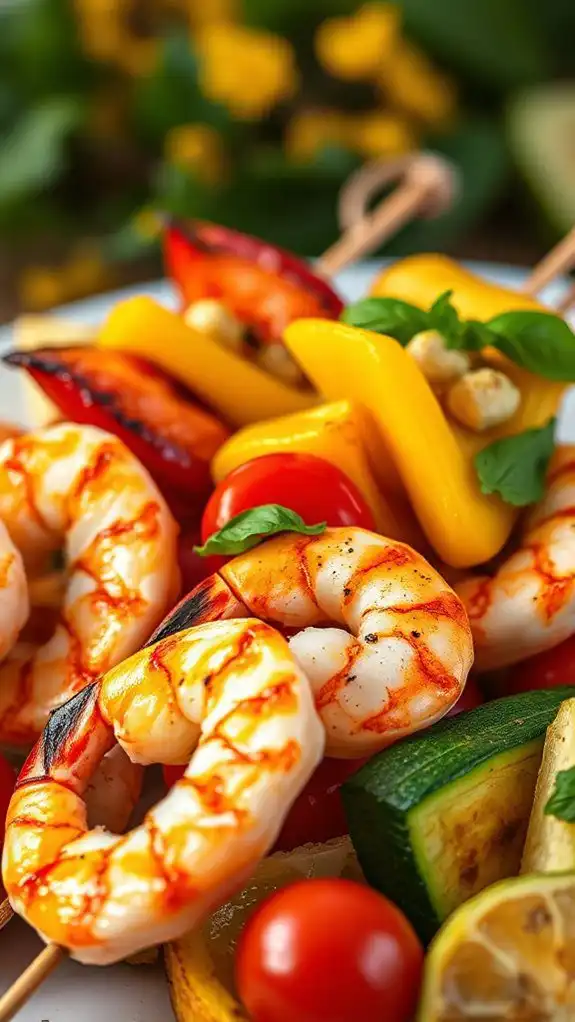 shrimp and vegetable skewers
