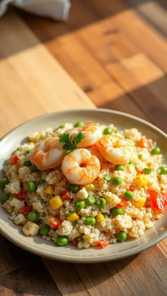 shrimp cauliflower rice dish