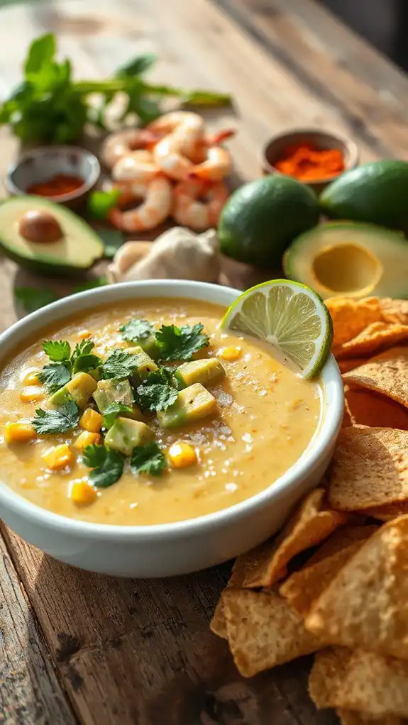 shrimp chowder with avocado